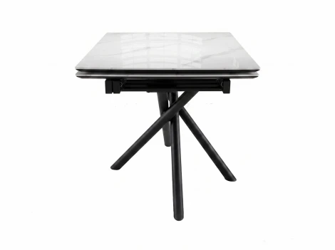 Стол DikLine BKX110 Керамика Carrara Gloss (мрамор глянец белый)/подстолье черное/опоры черные (2уп.) 00-00087086