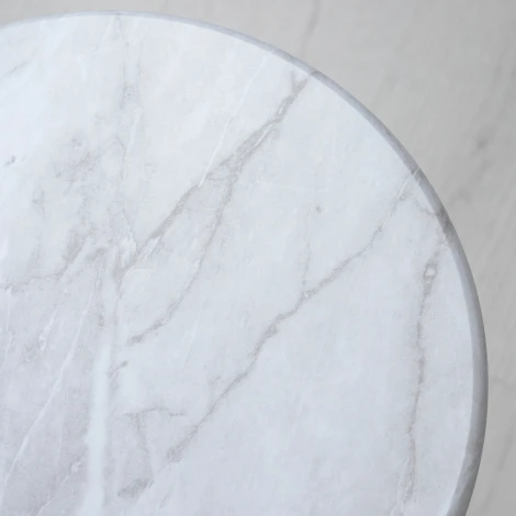 Стол приставной круглый МеталлАрт М015 белый мрамор/черный Mebelik 009506