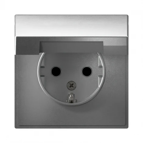 Розетка с заземлением, шторками и крышкой (алюминий) Systeme Electric GAL000346
