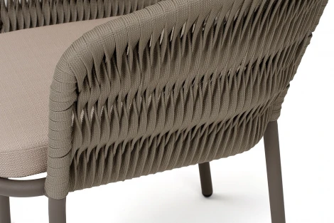"Бордо" стул плетеный из роупа (колос), каркас алюминий серый (RAL7022) муар, роуп серый 15мм, ткань темно-серая 027 4SIS BORE-CH-001 (RAL7006) Mua S-G-brown(beige160)