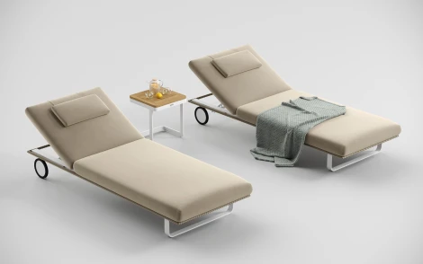 Шезлонг Hacienda белый/бежевый, алюминий Gardenini SPHCDS.020200.N1
