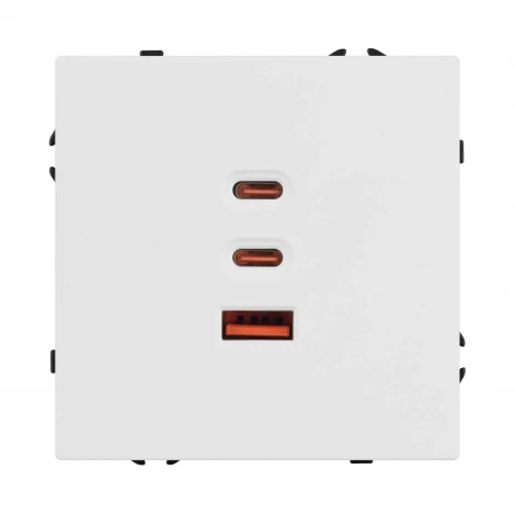 Розетка тип А+С+С софт-тач белый кварц ARL NOBE USB SCT-MUACC-SFPL-FC-WH (65W, QC3) (Arlight,) 061839(1)