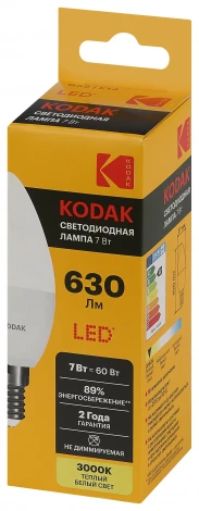 Светодиодная лампа Kodak LED B35-7W-830-E14 K 7Вт свеча теплый белый свет Е14 (Б0057623)