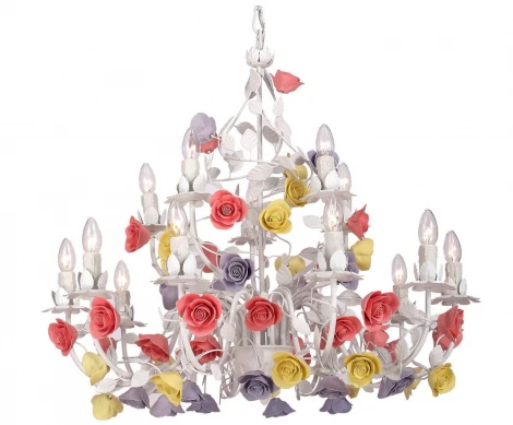 Большая люстра Fiori di rose 185.10.5 Lucia Tucci (220V, на цепи, подсвечник, свеча, цветы, ветки, розы)