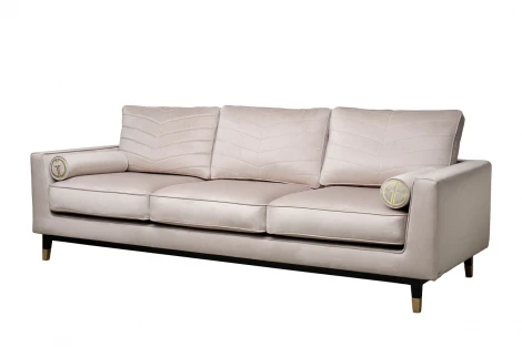 Диван Мадрид Мемори(Madrid Memory) с кантом трехм. без мех.,велюр бежевый Colt021+Colt030 Garda Decor