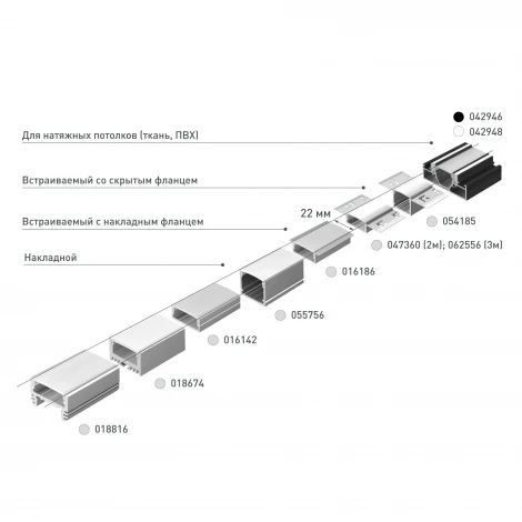 Профиль FANTOM-W20-H10-3000 ANOD (Arlight, Алюминий) 062556
