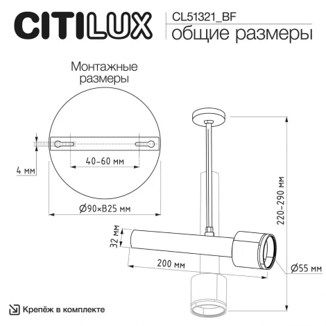 Спот на штанге 20см (+BF9025BK) черный Citilux Vektor CL51321_BF