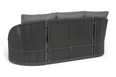 "Монтелла" диван 3-местный плетеный из роупа, каркас алюминий темно-серый (RAL7024) муар, роуп темно-серый круглый, ткань темно-серая 027 4SIS MONT-S-3-001 RAL7024 Mua D-grey(D-gray027)