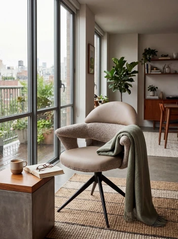 Стул ЖЕНЕВА (GENEVA) 360 град, цвет БЕЖЕВЫЙ VEGA-11 / MIAMI-160, ткань / ЧЕРНЫЙ каркас, ®DISAUR M-City 64838