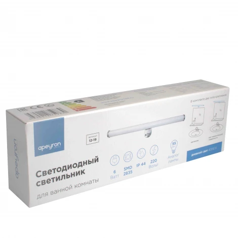 Подсветка для зеркал светодиодная 220В 6Вт IP44 4000К хром Apeyron 12-19