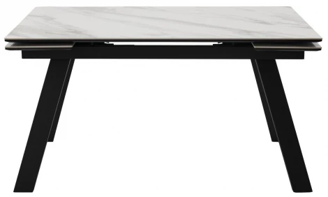 Стол МОРИС-2 140 цвет БЕЛЫЙ МРАМОР АКТИВНЫЙ, керамика / Черный каркас M-City 64593
