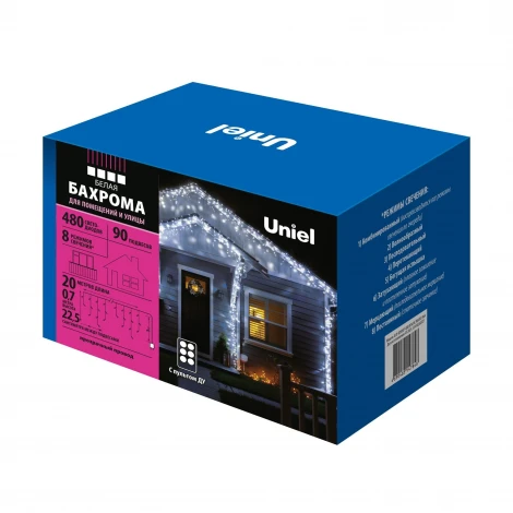 Гирлянда бахрома с пультом, светодиодная 20 м Uniel ULD ULD-B20007-480/DTA/RC WHITE IP44