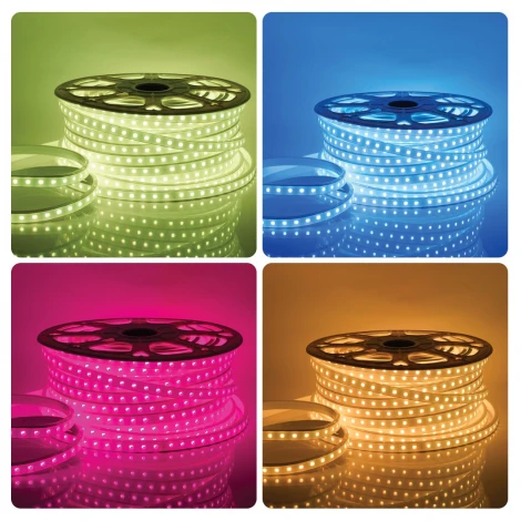 Светодиодная лента 220В СТ 10Вт/м SMD5050 60д/м IP65 50м RGB оболочка из белого ПВХ, без аксессуаров Apeyron 10-64