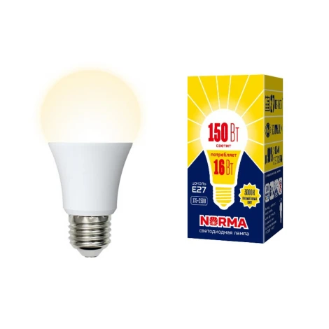 Лампочка светодиодная шар белая E27 16W 3000K Volpe LED-A60-16W/WW/E27/FR/NR
