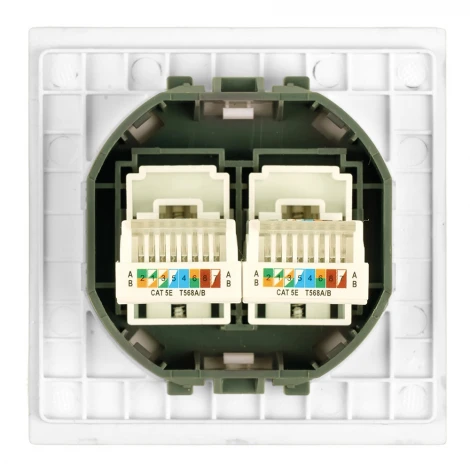 Розетка компьютерная 2-местная RJ-45 (механизм) RST00-3111-01 белая магнолия Stekker Мия 50437
