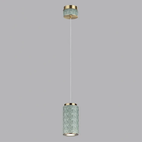 Подвесной светильник светодиодный Odeon Light Lulu 5452/5L светлая бронза/зеленый/металл/керамика/акрил LED 5W 3000K