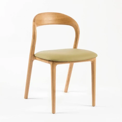 Стул Юки массив дуба бесцв. матовый натуральная кожа фисташковый Stool Group УТ000042922