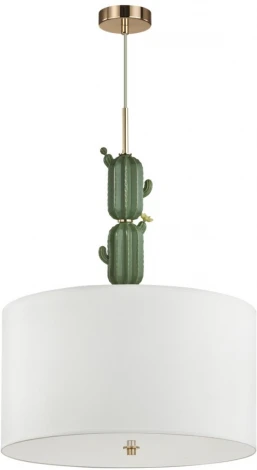 Подвесной светильник Odeon Light Cactus 5425/3 золотой/зеленый/белый/металл/керамика/ткань E27 3*60W (220V, на проводе, круглые)