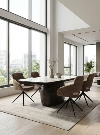 Стул АРНЭ (ARNE) 360 град, цвет КОРИЧНЕВЫЙ EYELASH -171, фактурный шенилл / ЧЕРНЫЙ каркас, ®DISAUR M-City 64833