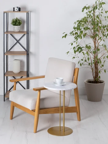 Стол приставной МеталлАрт М015 белый мрамор/золото Mebelik 009778