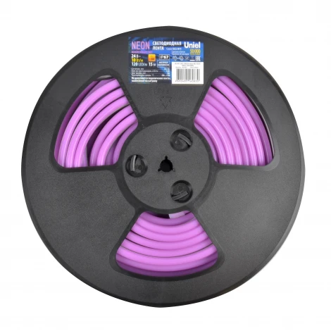 Светодиодная гибкая герметичная лента Neon 15 м. Neon ULS-N11-2835-120LED/m-8mm-IP67-DC24V-10W/m-15M-PURPLE катушка в герметичной упаковке