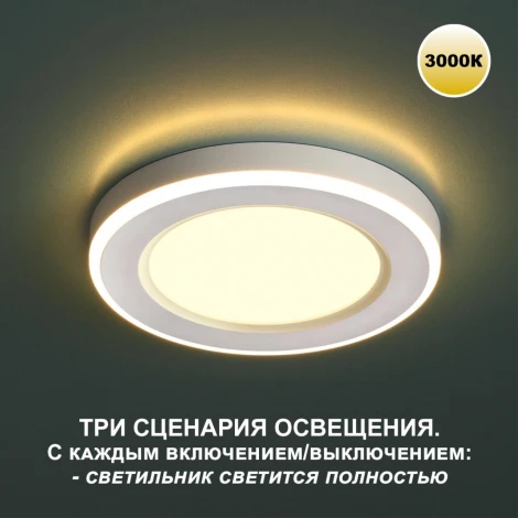 Светильник встраиваемый светодиодный Novotech Span 359020 LED 3000К 12W+4W SPOT (220V, круглые)