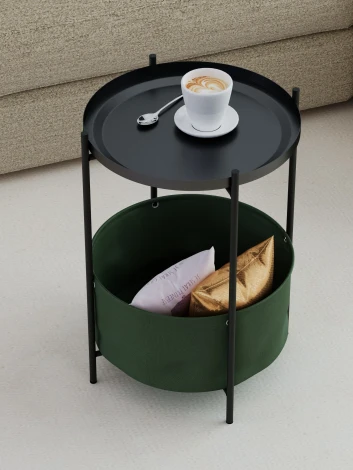 Стол журнальный Элдей рогожка хаки/черный Mebelik 009758