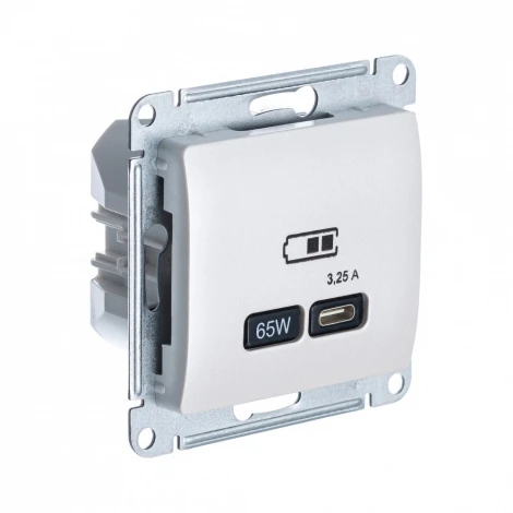Розетка с быстрой зарядкой USB Type-C 65Вт (перламутр) Systeme Electric Glossa GSL000627