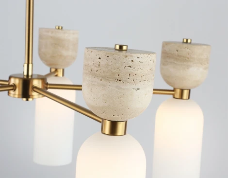 Потолочная люстра на штанге с травертином Ambrella Ceramo Modern LH53325