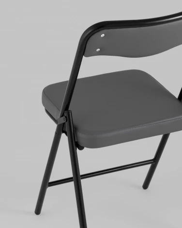 Стул складной Джонни иск.кожа серый, каркас черный матовый Stool Group УТ000043449