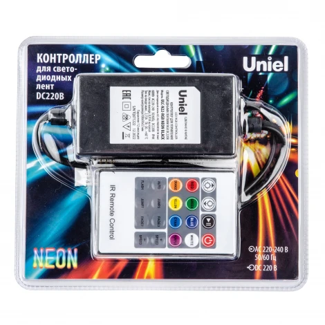 Контроллер для управления светодиодными ULS-N22 RGB NEON лентами 220В, с пультом ДУ Uniel ULC-N22-RGB NEON BLACK