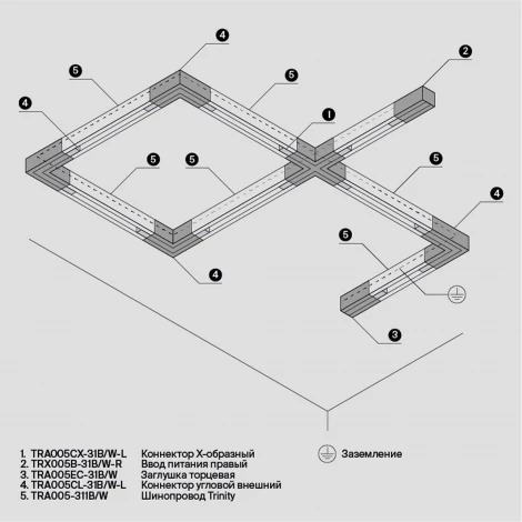 Коннектор Х-образный Trinity черный (трехфазный) Maytoni Technical TRA005CX-31B (220V)