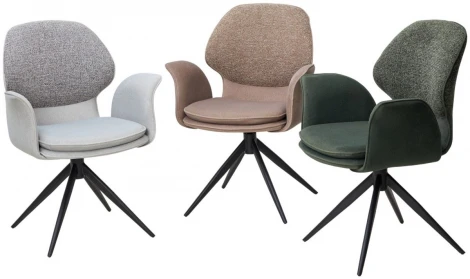 Стул ЛЕННЕ (LENNE) 360 град. поворот., цвет СЕРЫЙ MILAN-450/ MOHAIR-151, ткань/ Черный, ®DISAUR M-City 64350