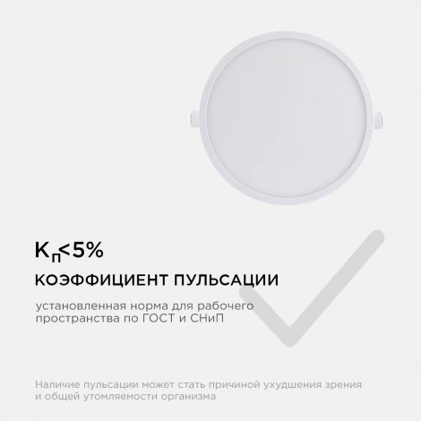 Потолочный светильник светодиодный встраиваемый 220В 18Вт 1440лм изолированный драйвер 6500K Apeyron 06-55