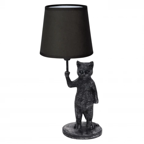 Настольная лампа "Кот" серебристый/черный Uniel UML-B465 E14 SILVER/BLACK