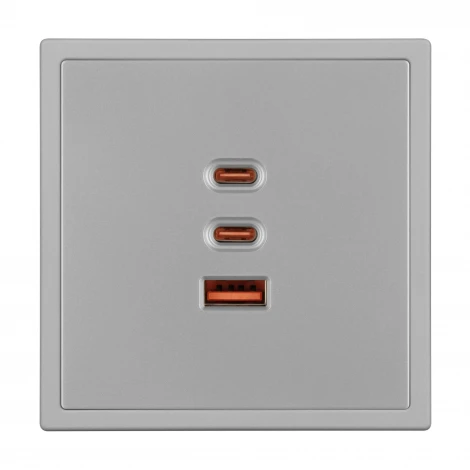 Розетка тип А+С+С софт-тач никель ARL NOBE USB SCT-MUACC-SFPL-FC-IS (65W, QC3) (Arlight,) 061838(1)