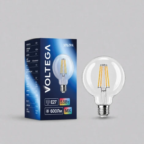 Светодиодная лампа Wi-Fi Ультра G95 E27 5.5Вт 2700K-6500K MIX диммируемая Voltega Ultra 3032