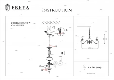 Подвесная люстра Freya Florence FR2806-PL-08-WG