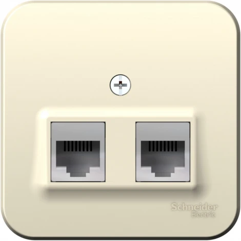 Розетка накладная телефонная RJ-11 + Ethernet RJ-45 (молочный) Systeme Electric Blanca BLNIA045112