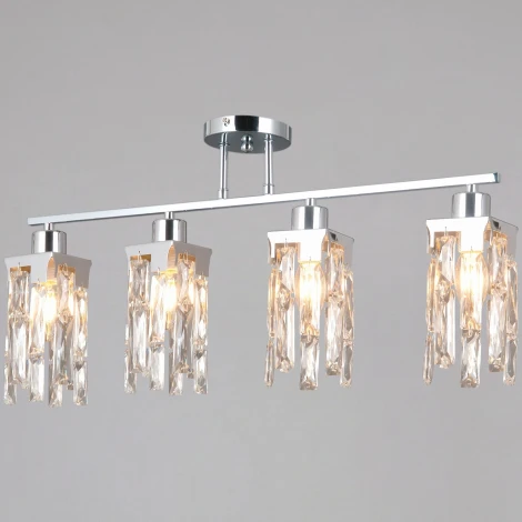 Потолочная люстра хрустальная на штанге ILLUMICO IL3601-4CSQ-26 CR DS