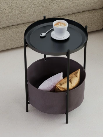 Стол журнальный Элдей рогожка коричневый/черный Mebelik 009759