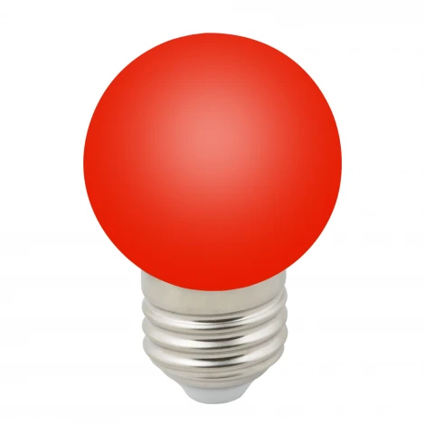 Лампочка светодиодная шар красная E27 1W Volpe LED-G45-1W/RED/E27/FR/С