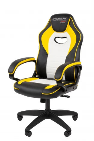 Кресло Chairman game 16 Россия экокожа черный/желтый/белый 7213483