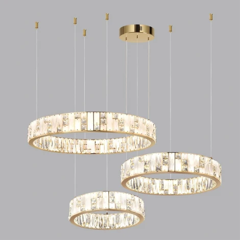 Подвесной светильник Odeon Light Crossa 5072/60L золото/прозрачный/белый/металл/хрусталь/алебастр LED 60W 3700K (220V, кольцо)