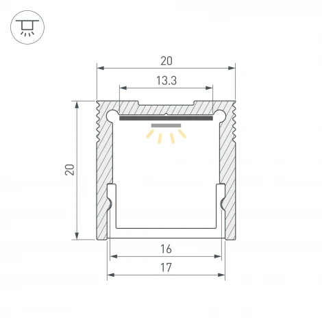Профиль SL-SLIM20-H20-2000 ANOD (BY) (Arlight, Алюминий) 059789