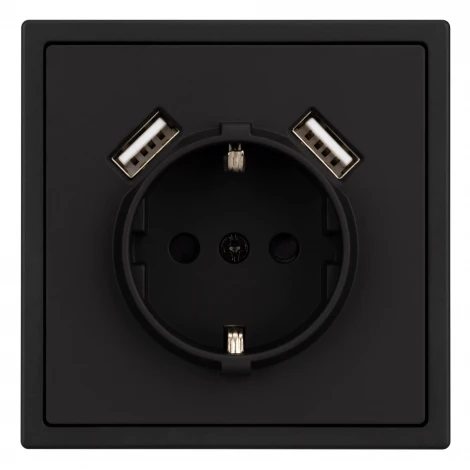 Розетка ARL NOBE зк со шторками с USB тип А+А софт-тач черный оникс SCT-MUAA-SFPL-BK (250V, 16A) (Arlight,) 054289(1)