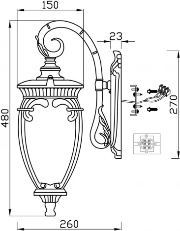 Настенный фонарь уличный Maytoni Fleur O414WL-01BZ (220V, IP44)