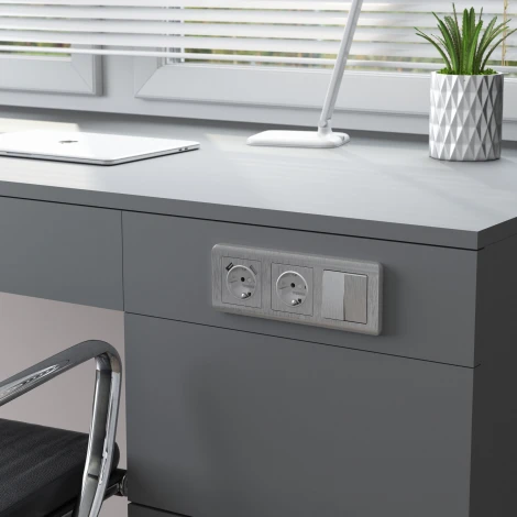 Выключатель двухклавишный Werkel W1120009 (серебряный рифленый)