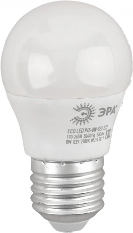 Лампочка светодиодная E27 8W ЭРА ECO LED P45-8W-827-E27