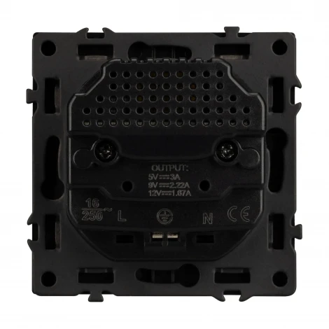 Розетка ARL NOBE зк со шторками с USB тип А+С софт-тач черный оникс SCT-MUAC-SFPL-BK (250V, 16A) (Arlight,) 054285(1)